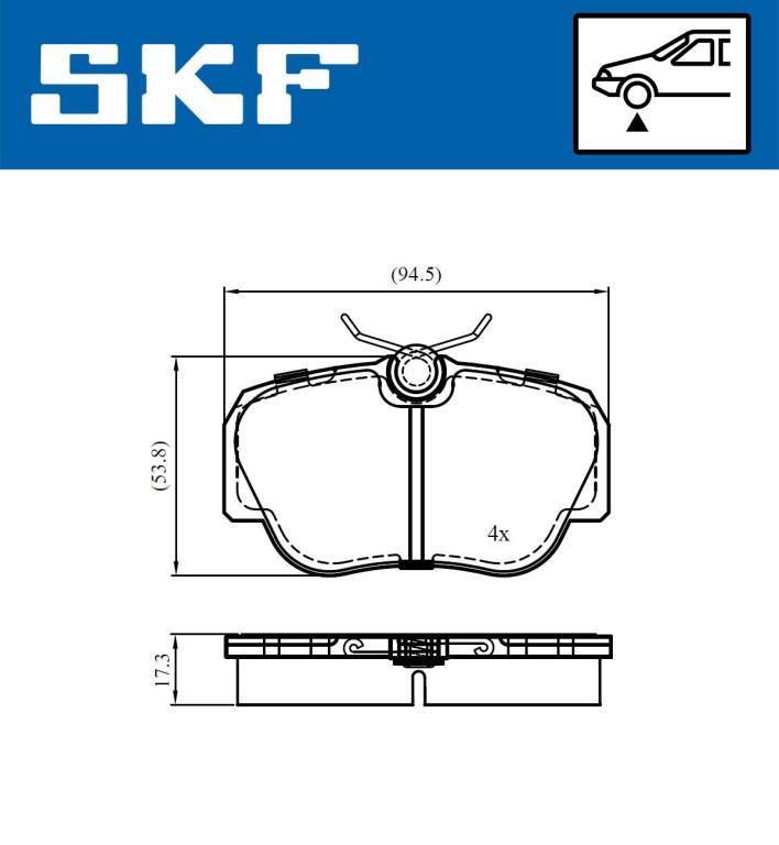 Jeu de 4 plaquettes de frein SKF VKBP 80713
